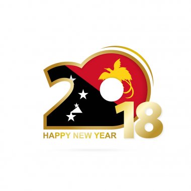 Yıl 2018 Papua Yeni Gine bayrak desenli. Mutlu yeni yıl Des