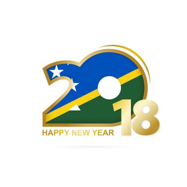 Yıl 2018 Solomon Adaları bayrak desenli. Mutlu yeni yıl Desi