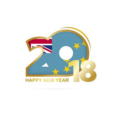 Yıl 2018 Tuvalu bayrağı desenli. Mutlu yeni yıl tasarım.