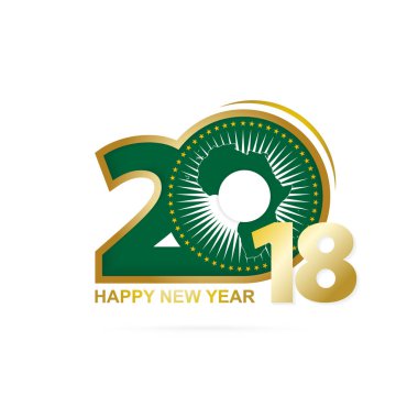 Yıl 2018 Afrika Birliği bayrak desenli. Mutlu yeni yıl tasarım