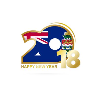 Yıl 2018 Cayman Adaları bayrak desenli. Mutlu yeni yıl tasarı