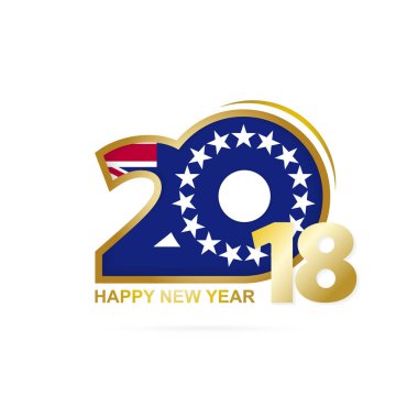 Yıl 2018 Cook Adaları bayrak desenli. Mutlu yeni yıl tasarım.