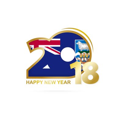 Yıl 2018 Falkland Adaları bayrak desenli. Mutlu yeni yıl Des