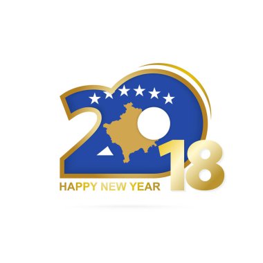 Yıl 2018 Kosova bayrak desenli. Mutlu yeni yıl tasarım.