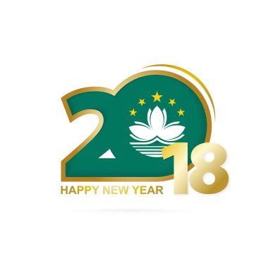 Yıl 2018 Macau bayrak desenli. Mutlu yeni yıl tasarım.
