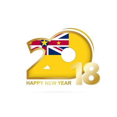 Yıl 2018 Niue bayrak desenli. Mutlu yeni yıl tasarım.