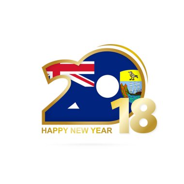 Yıl 2018 Saint Helena bayrak desenli. Mutlu yeni yıl tasarım.