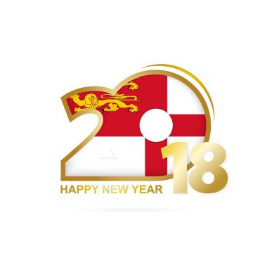 Yıl 2018 Sark bayrak desenli. Mutlu yeni yıl tasarım.