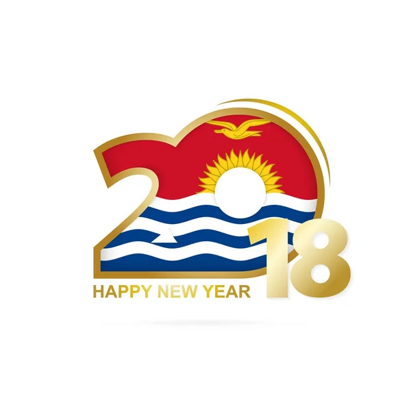 Ano 2018 com padrão Bandeira Kiribati. Feliz Ano Novo Design . —  Vetores de Stock
