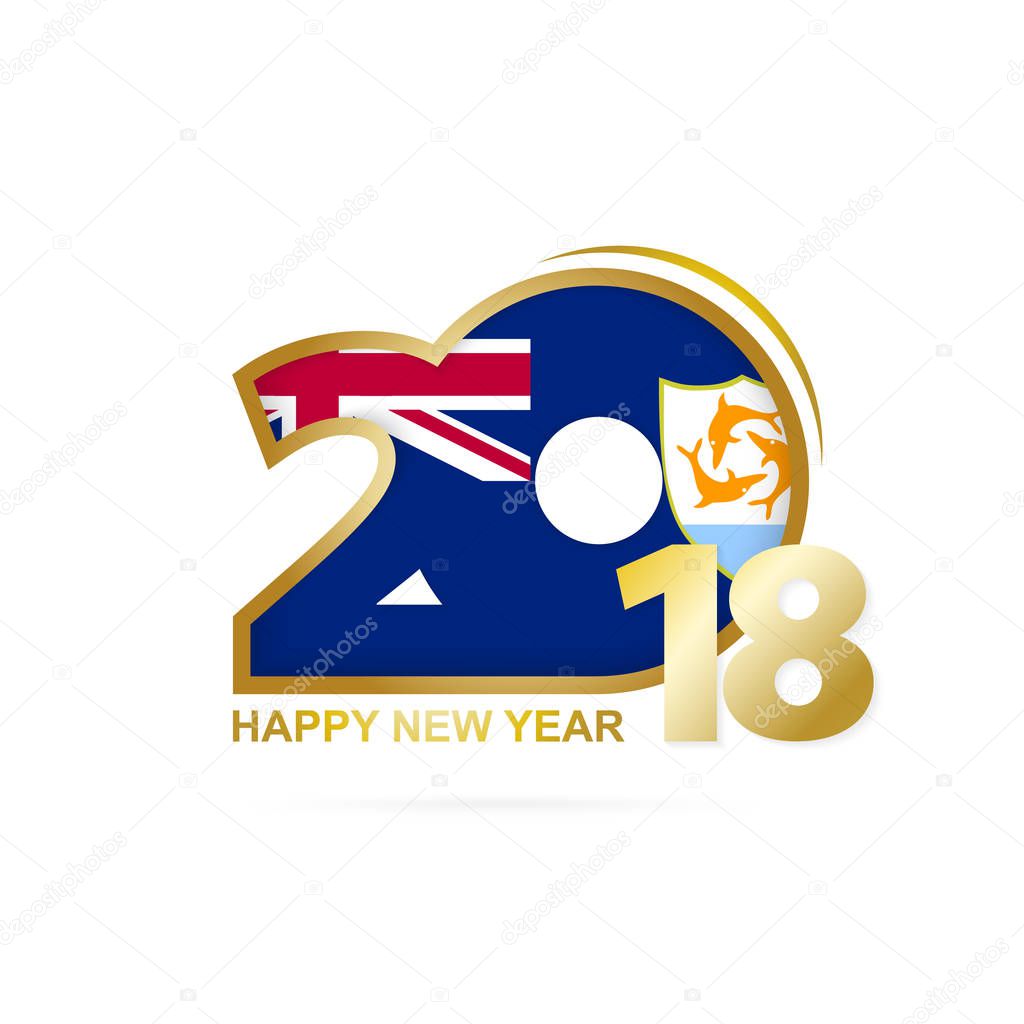 Year 2018 with Anguilla Flag pattern. Happy New Year Design.