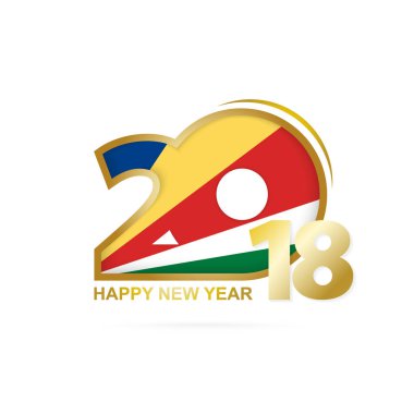 Yıl 2018 Seyşeller bayrak desenli. Mutlu yeni yıl tasarım.