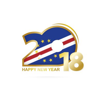 Yıl 2018 Cape Verde bayrak desenli. Mutlu yeni yıl tasarım.