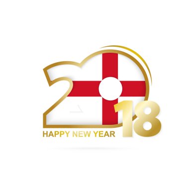 İngiltere bayrak desenli yıl 2018. Mutlu yeni yıl tasarım.