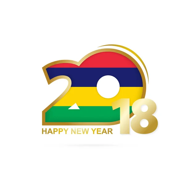 Jaar 2018 met Mauritius vlag patroon. Happy New Year Design. — Stockvector