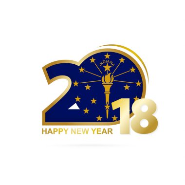 Yıl 2018 Indiana bayrak desenli. Mutlu yeni yıl tasarım.