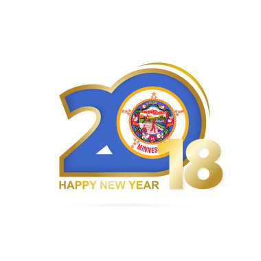 Yıl 2018 Minnesota bayrak desenli. Mutlu yeni yıl tasarım.