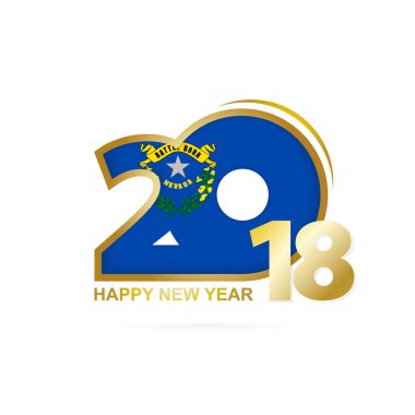 Yıl 2018 Nevada bayrak desenli. Mutlu yeni yıl tasarım.