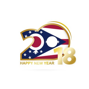 Yıl 2018 Ohio bayrak desenli. Mutlu yeni yıl tasarım.