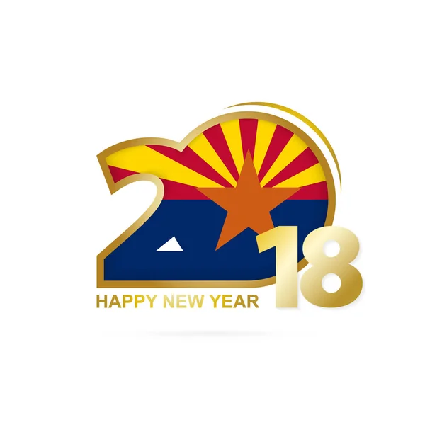 Year 2018 with Arizona Flag pattern. Happy New Year Design. — Stock Vector
