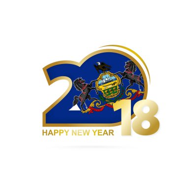 Yıl 2018 Pennsylvania bayrak desenli. Mutlu yeni yıl tasarım.