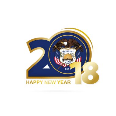 Yıl 2018 Utah bayrak desenli. Mutlu yeni yıl tasarım.