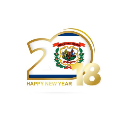 Yıl 2018 West Virginia bayrak desenli. Mutlu yeni yıl tasarım