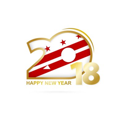 Yıl 2018 District of Columbia bayrak desenli. Mutlu yeni yıl tasarım. 