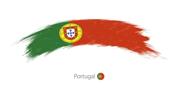 Vlag van Portugal in afgeronde grunge penseelstreek. — Stockvector