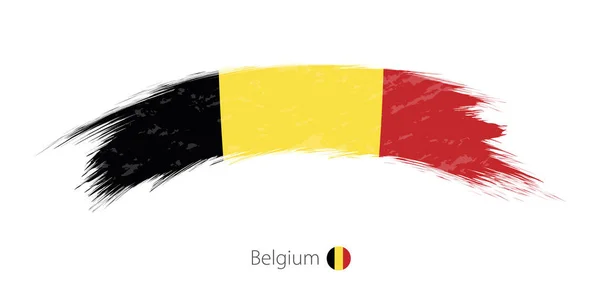 Drapeau de Belgique en forme de coup de pinceau rond . — Image vectorielle