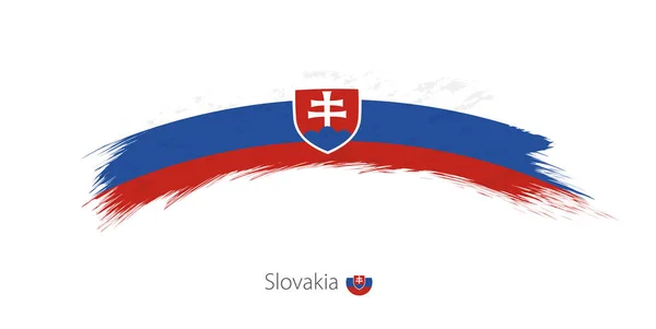Bandiera della Slovacchia in pennellata grunge arrotondata . — Vettoriale Stock