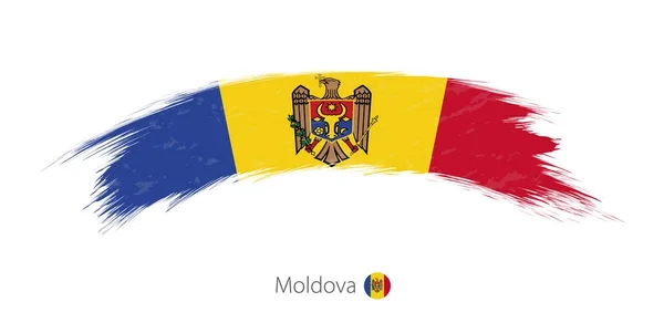 Yuvarlak grunge fırça darbesi Moldova bayrağı. — Stok Vektör