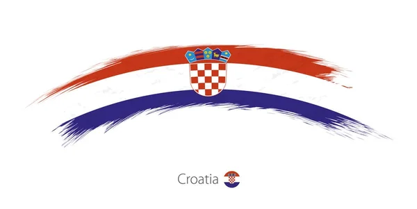 Flag of Croatia in rounded grunge brush stroke. — Stock Vector