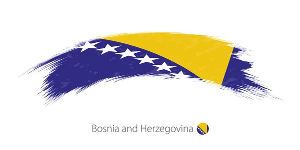 Bandera de Bosnia y Herzegovina en cepillo grunge redondeado . — Archivo Imágenes Vectoriales