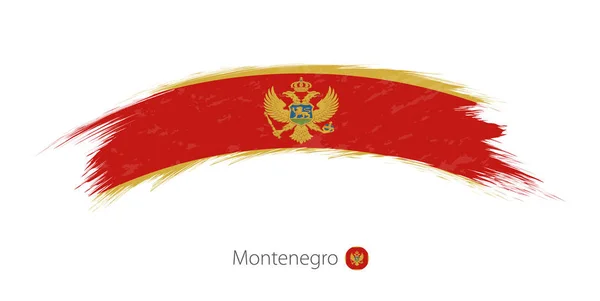 Vlag van Montenegro in afgeronde grunge penseelstreek. — Stockvector