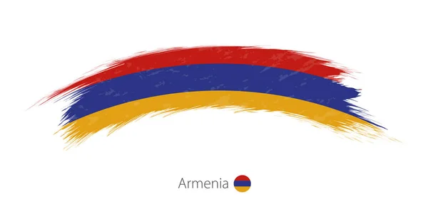 Flag of Armenia in rounded grunge brush stroke. — Stock Vector