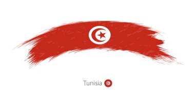 Yuvarlak grunge fırça darbesi Tunus bayrağı.