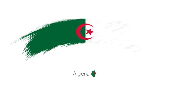 Alžírská vlajka v tahu štětce zaoblené grunge. — Stockový vektor