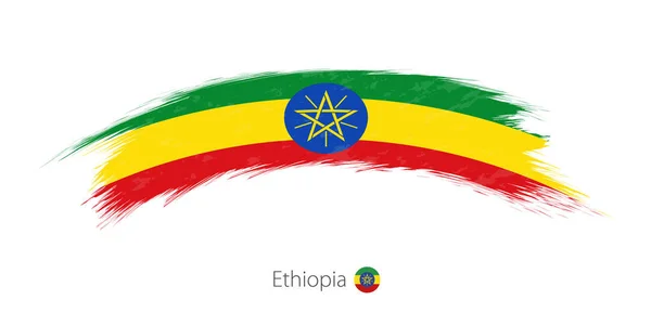 Bandiera dell'Etiopia in pennellata grunge arrotondata . — Vettoriale Stock
