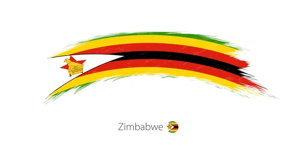 Bandeira do Zimbabué em pincelada grunge arredondada . —  Vetores de Stock