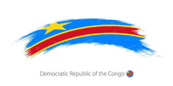 Bandiera della Repubblica Democratica del Congo arrotondata pennello grunge — Vettoriale Stock