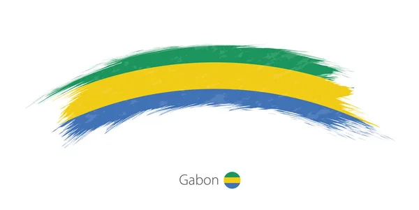 Bandiera del Gabon in pennellata grunge arrotondata . — Vettoriale Stock