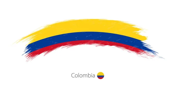 Bandiera della Colombia in pennellata grunge arrotondata . — Vettoriale Stock