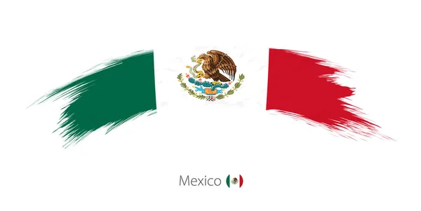 Vlag van Mexico in afgeronde grunge penseelstreek. — Stockvector