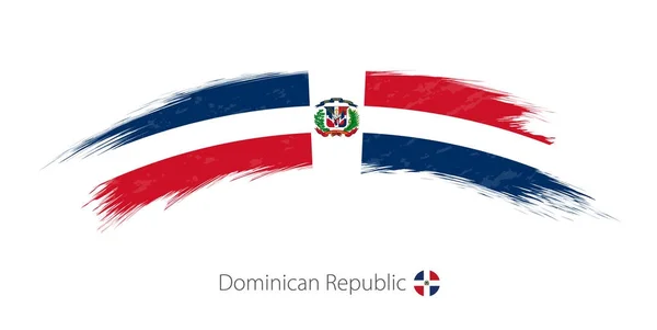 Dominikanska republikens flagga i rundade grunge penseldrag. — Stock vektor