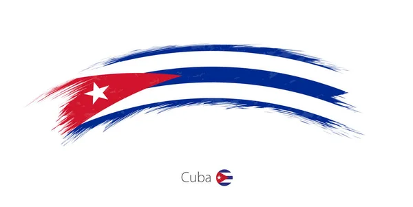 Bandera de Cuba en pincelada grunge redondeada . — Vector de stock