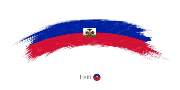 Vlag van Haïti in afgeronde grunge penseelstreek. — Stockvector