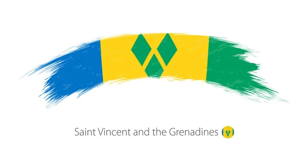 Bandera de San Vicente y las Granadinas en pincel grunge redondo — Archivo Imágenes Vectoriales