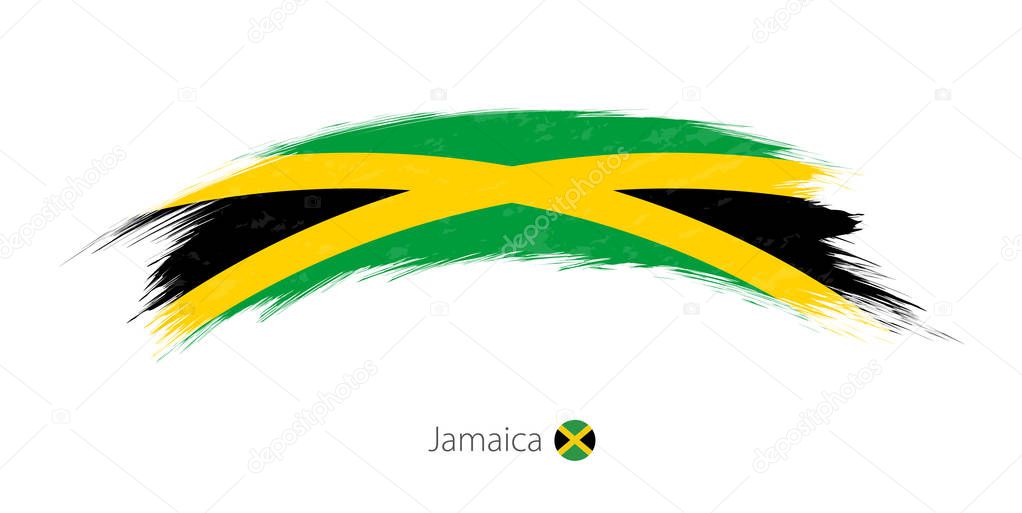 Flag of Jamaica in rounded grunge brush stroke.