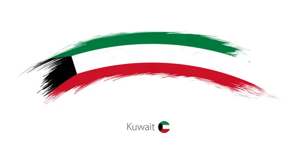 Bandeira do Kuwait em pincelada grunge arredondada . — Vetor de Stock