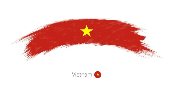 Flag of Vietnam in rounded grunge brush stroke. — Stock Vector